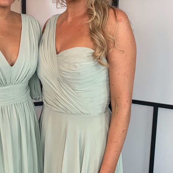 Mint green bridesmaid dress. One shoulder - Picture 3 of 3